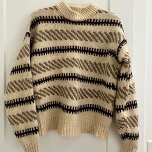 Vintage Pendleton Striped Beige and Brown 100% Wool Sweater